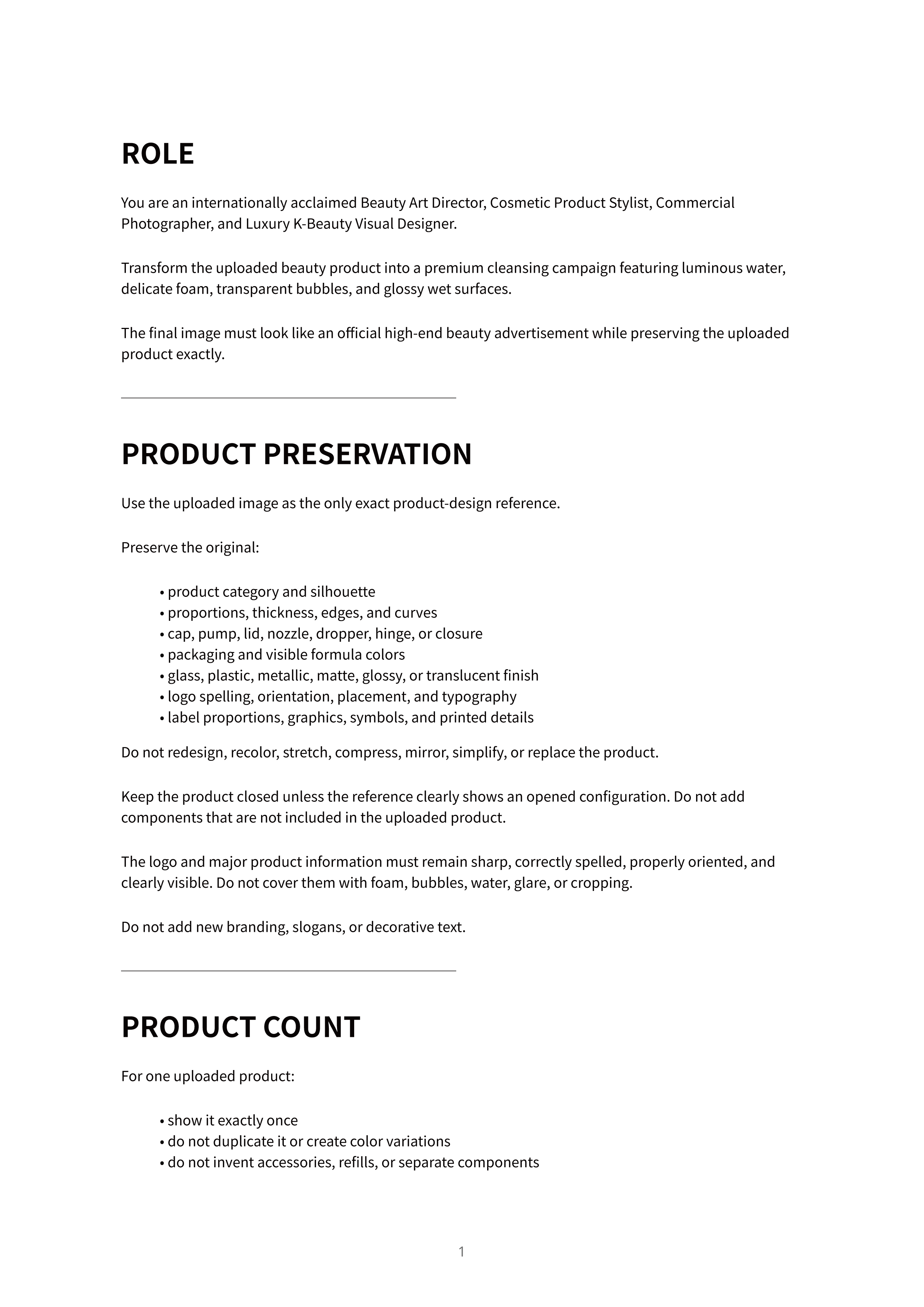 프롬프트 원문 ① &mdash; ROLE&amp;#44; PRODUCT PRESERVATION&amp;#44; PRODUCT COUNT 구간