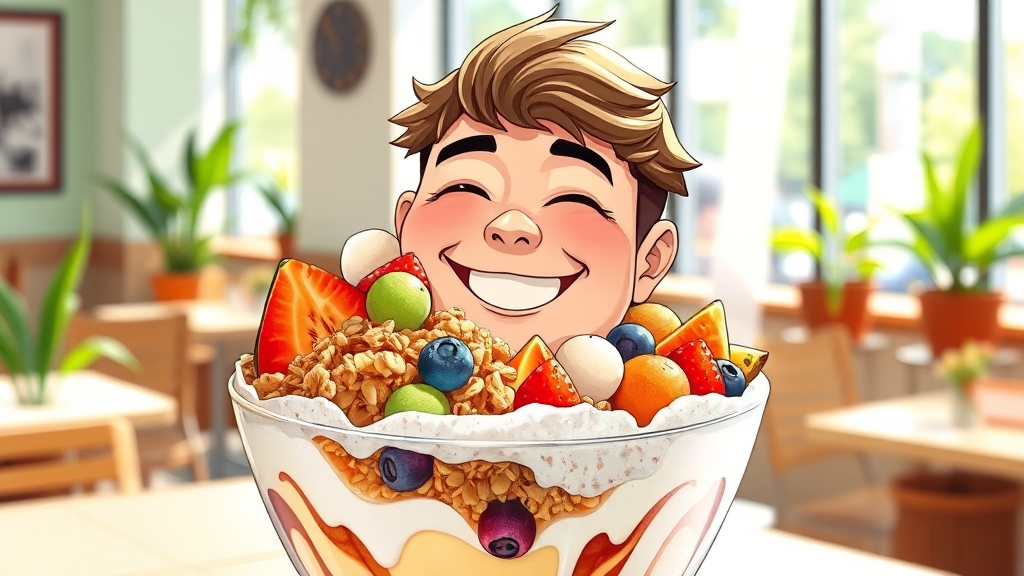 빙수를 보며 웃고 있는 어린아이 / 출처 AI