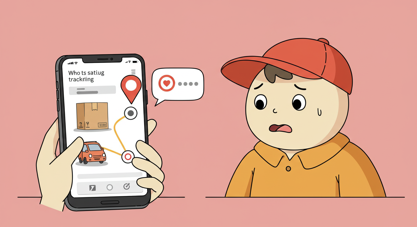 배송 지연 상황을 트래킹 앱에서 확인하는 소비자