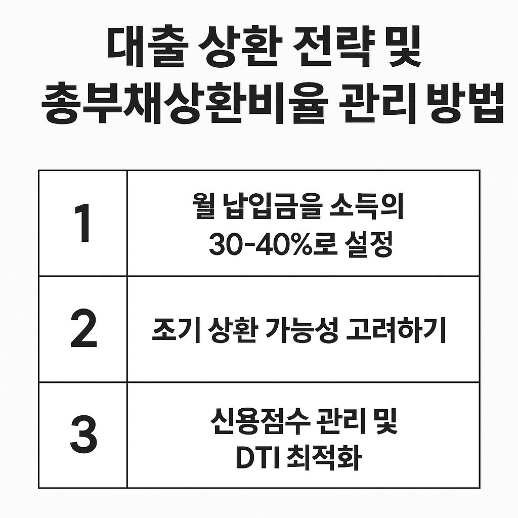 대출 상환 전략 및 총부채상환비율 관리 방법 인포그래픽