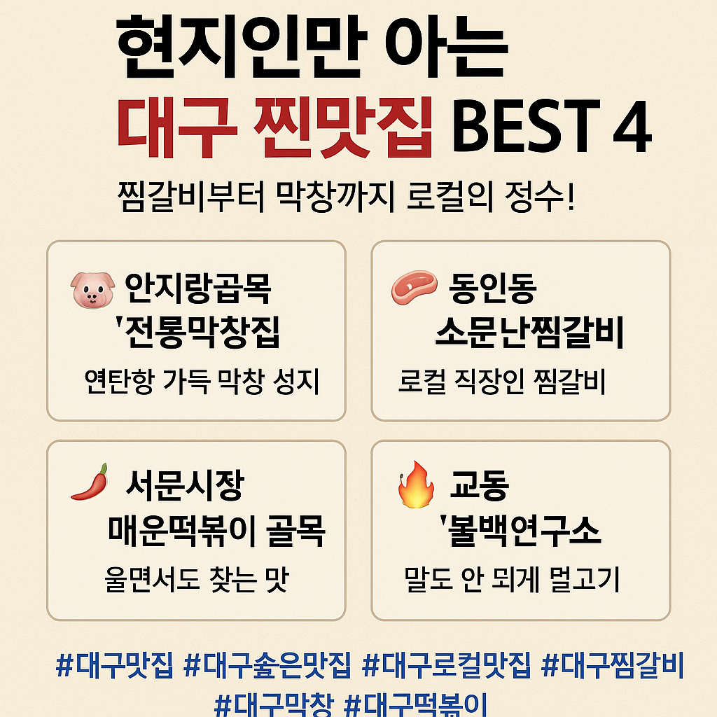현지인만 아는 대구 찐맛집 BEST 4 – 찜갈비부터 막창까지!