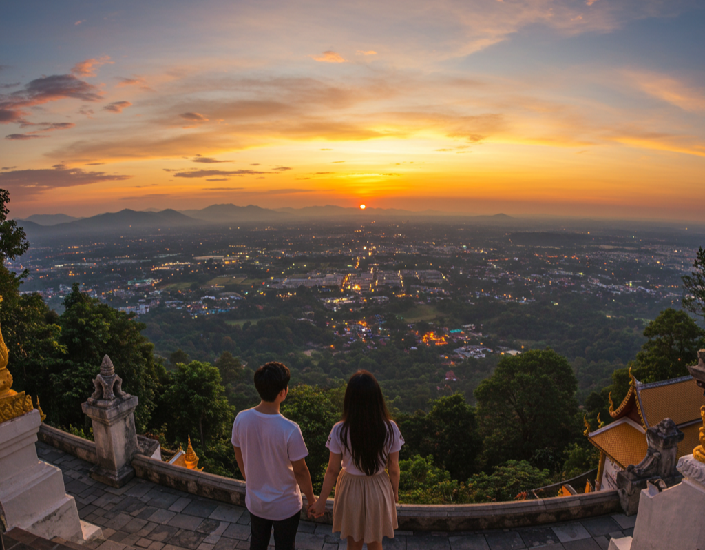일몰을 즐기는 연인 생성이미지