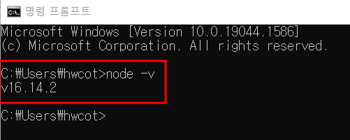 node -v