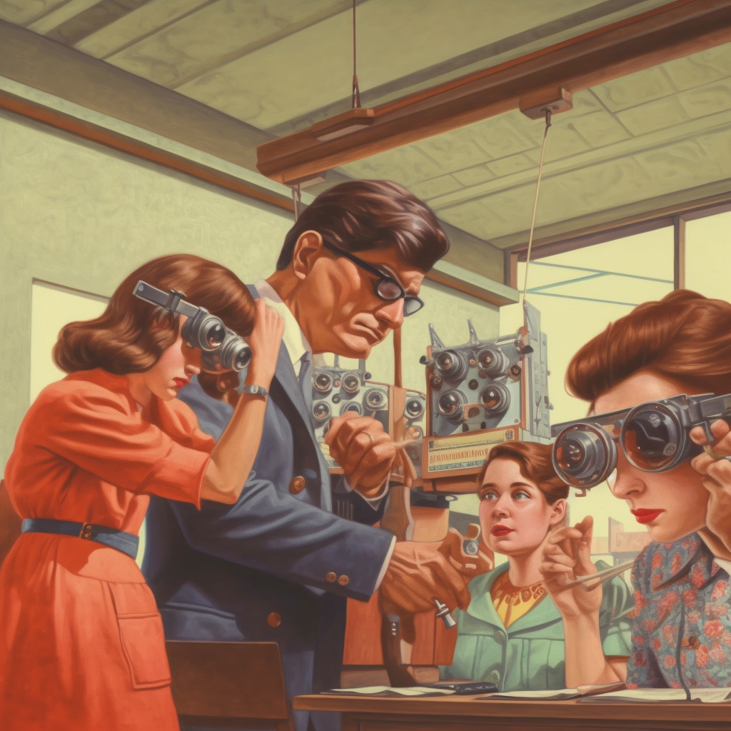 눈 검진을 받는 사람들