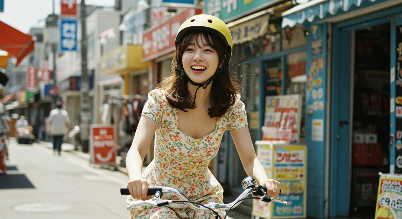 따릉이를 타는 여자