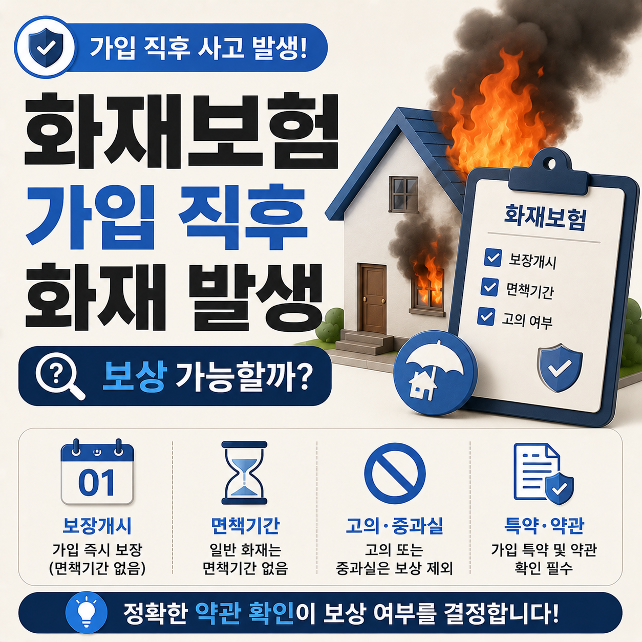 화재보험 가입 직후 화재 사고 발생 시 보상 기준 안내