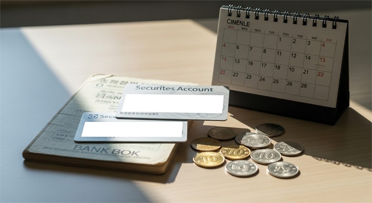 배당 입금과 계좌 확인을 상징적으로 보여주는 장면 