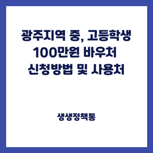 광주지역 중, 고등학생 100만원 바우처 신청방법 및 사용처
