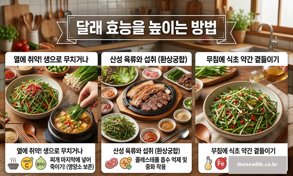 달래 효능을 높이는 섭취 방법을 설명하는 이미지