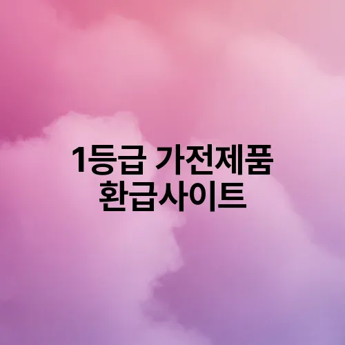 1등급 가전제품 환급사이트