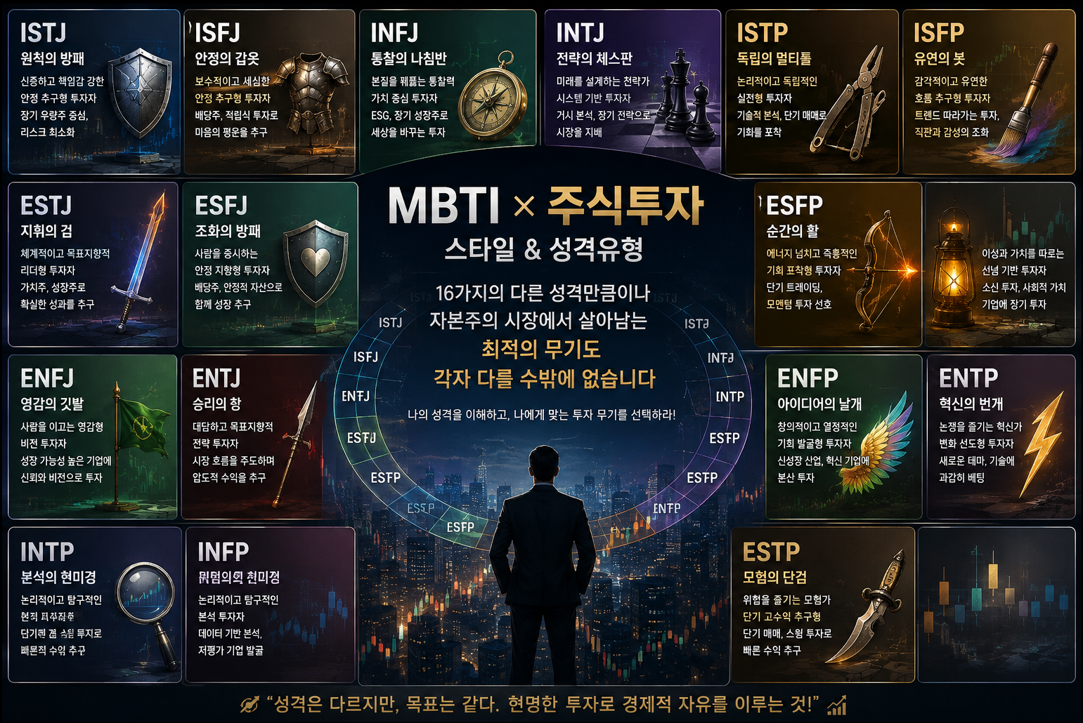 MBTI, 주식투자, 스타일, 성격유형, 16가지 다른성격, 최적의 무기도 각자 다르다.