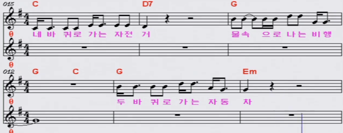 김광석(양병집) 두 바퀴로 가는 자동차 악보