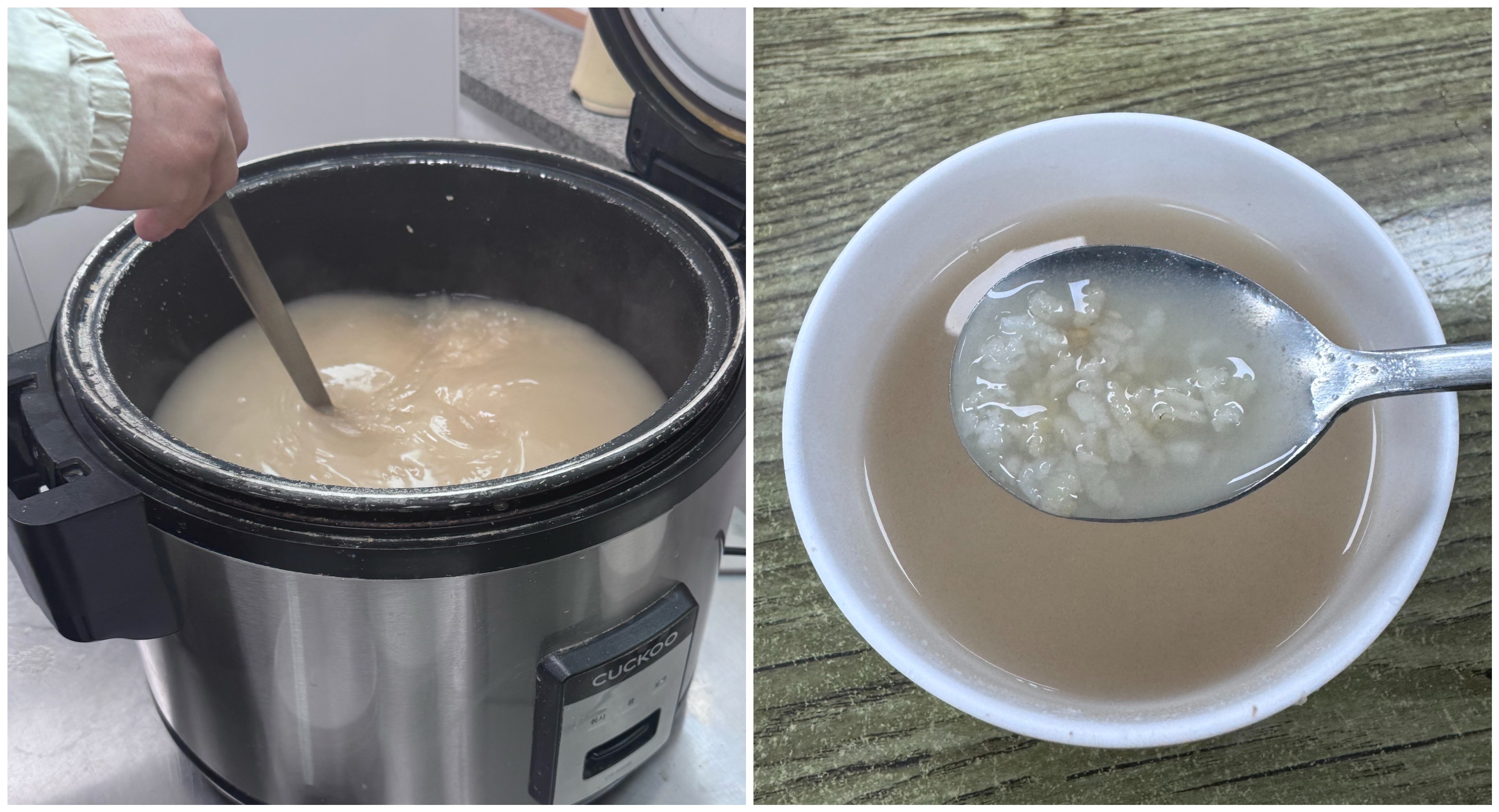 따끈한 숭늉이 큰 밥솥에 있습니다. 셀프로 먹으면 됩니다.