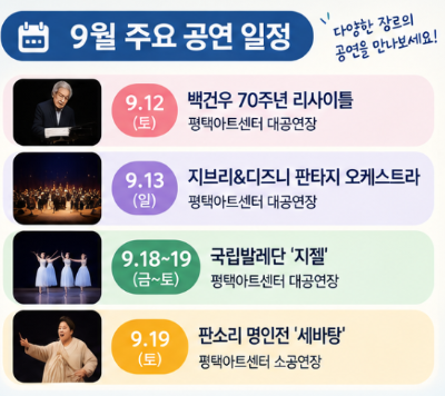 평택 9월&middot;10월 공연 일정 정리, 아이와 볼 공연부터 클래식&middot;콘서트까지
