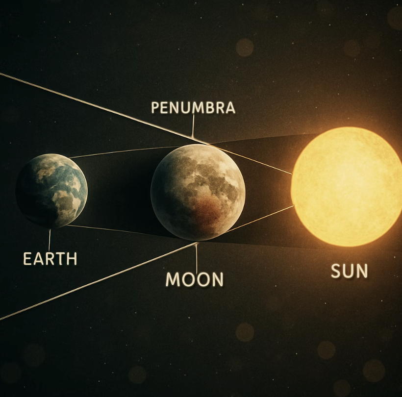 지구가 만드는 두 종류의 그림자