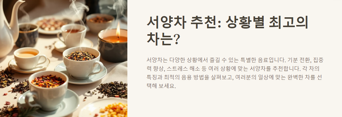서양차 추천: 상황별 최고의 차는?
