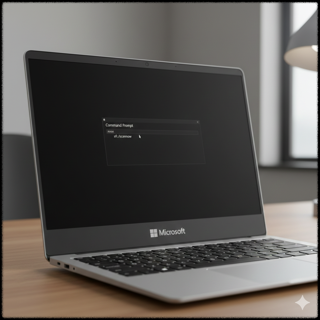 Windows 터미널에서 sfc scannow 명령어를 실행하는 모습