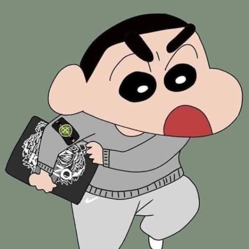 현대의 명품푸어들을 표현한 이미지.
짱구가 스톤아일랜드 옷과&#44; 켄조 클러치백&#44; 나이키 바지를 입고 있다.