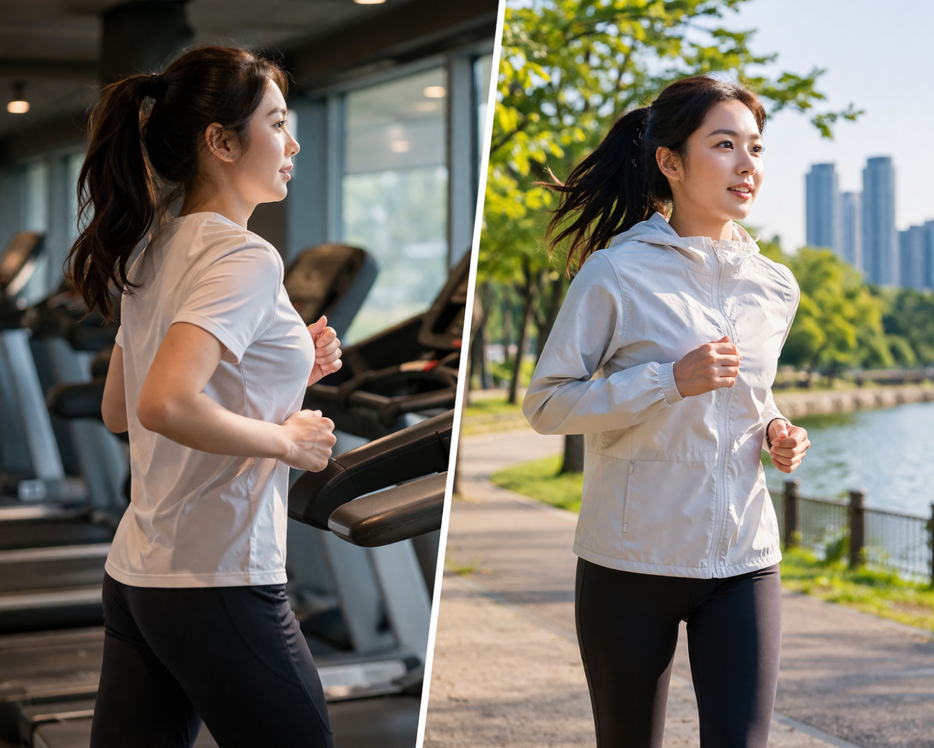 트레드밀 러닝과 야외 러닝을 비교하는 초보 러너