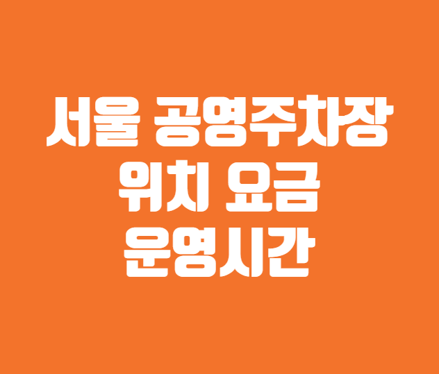 서울 공영주차장 위치 요금 운영시간