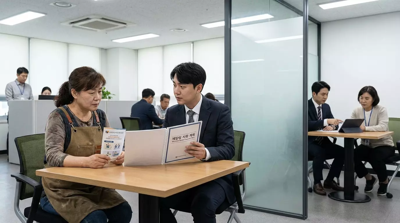 소상공인이 정책자금 대출을 상담받고 있는 장면