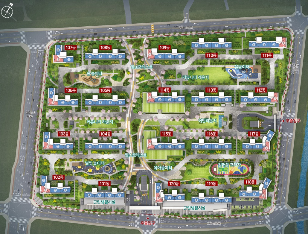 힐스테이트 첨단센트럴 동･호수 배치 조감도