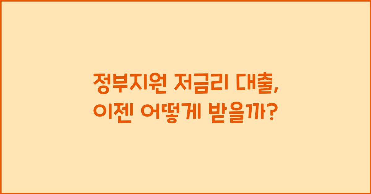 정부지원 저금리 대출