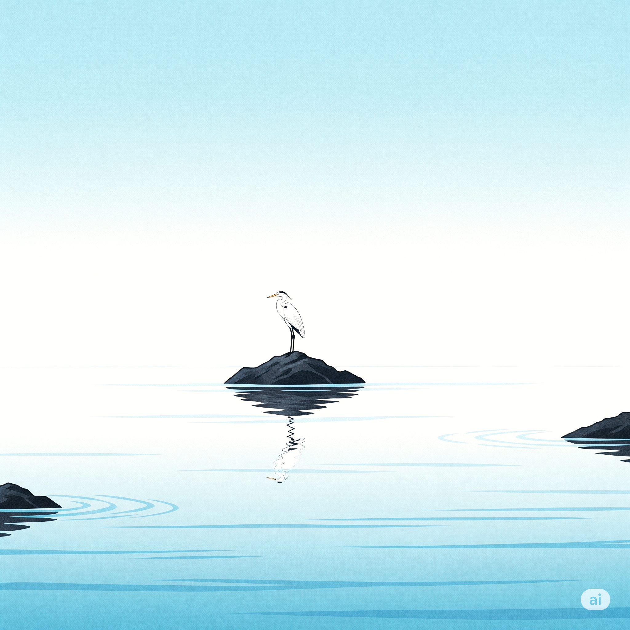 바다 작은 섬 위의 새