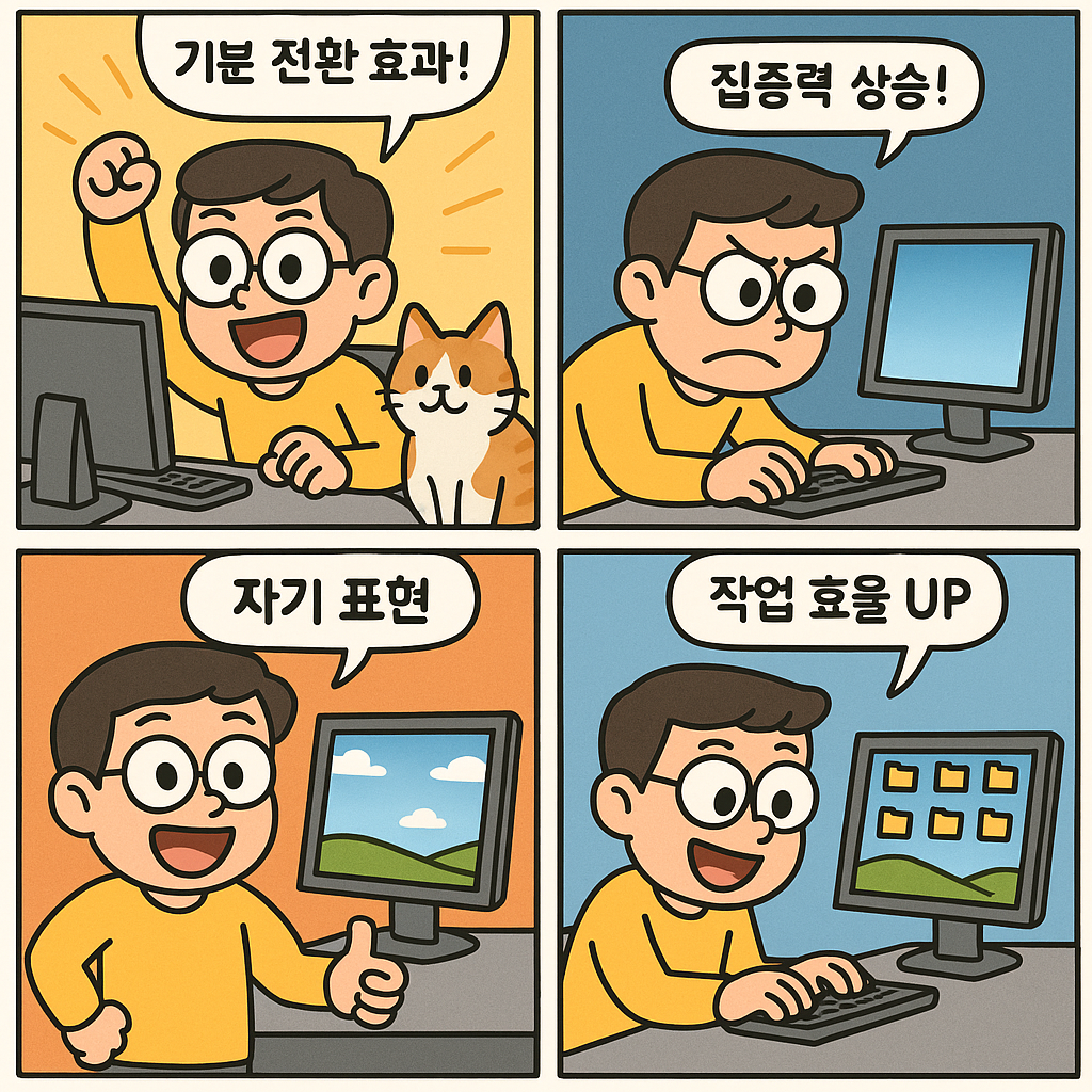 바탕화면 배경을 바꾸면 이런 효과가?! 캐릭터와 함께 알아보는 유쾌한 변화들!