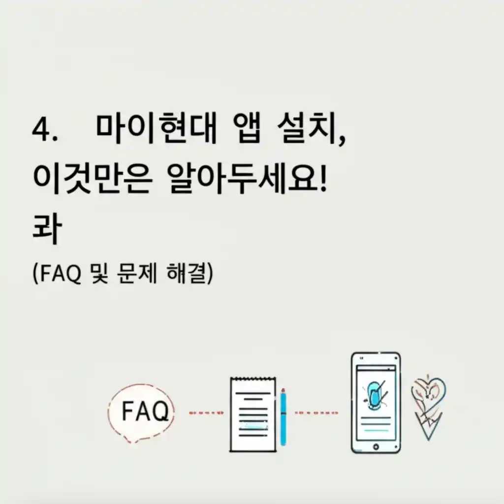 마이현대 앱 설치 FAQ와 문제 해결 방법을 안내하는 화면 이미지