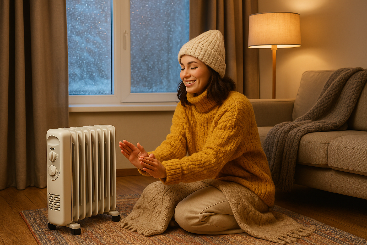 겨울 난방하는 모습