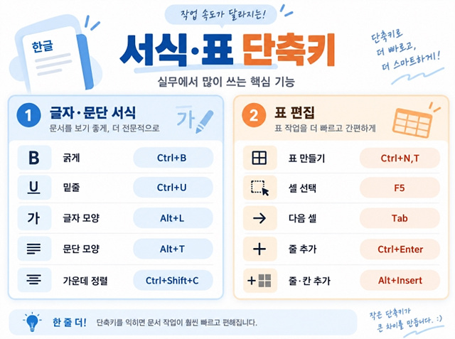 한글 단축키 모음|문서작성 속도 2배 올리는 필수 단축키 30개