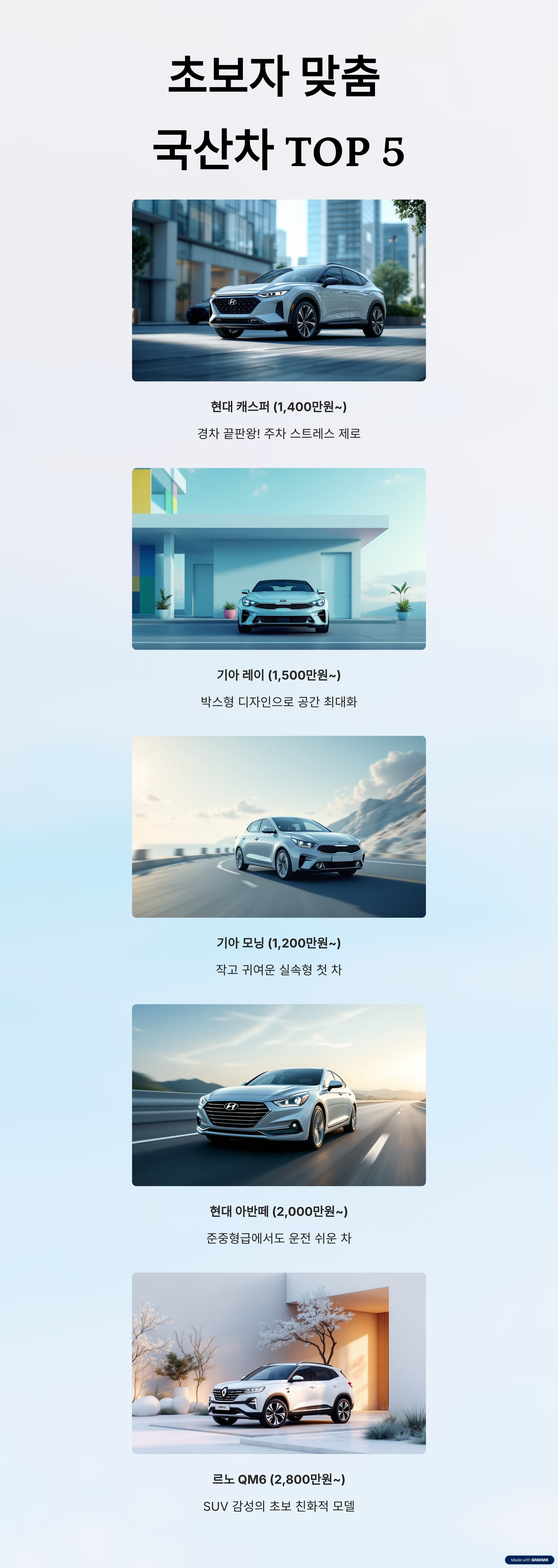 초보운전자용 국산차 추천