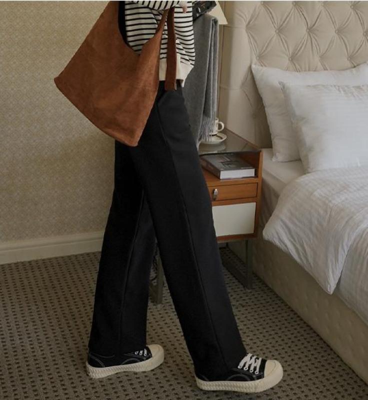 저스트원 쫀쫀탄력 기모 와이드밴딩 일자팬츠 DA29100