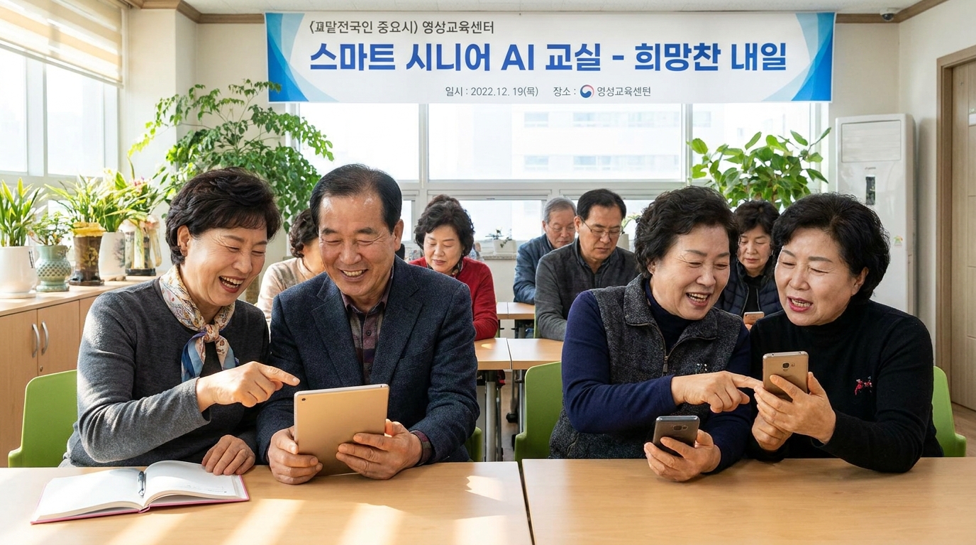 시니어 맞춤형 인공지능 교육 프로그램에 참여 중인 열정적인 학습자들