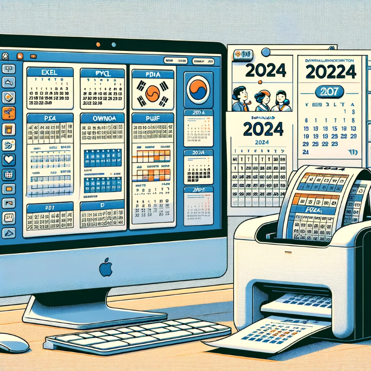 2024년 달력 엑셀 pdf 다운로드 및 휴일 일정 총정리