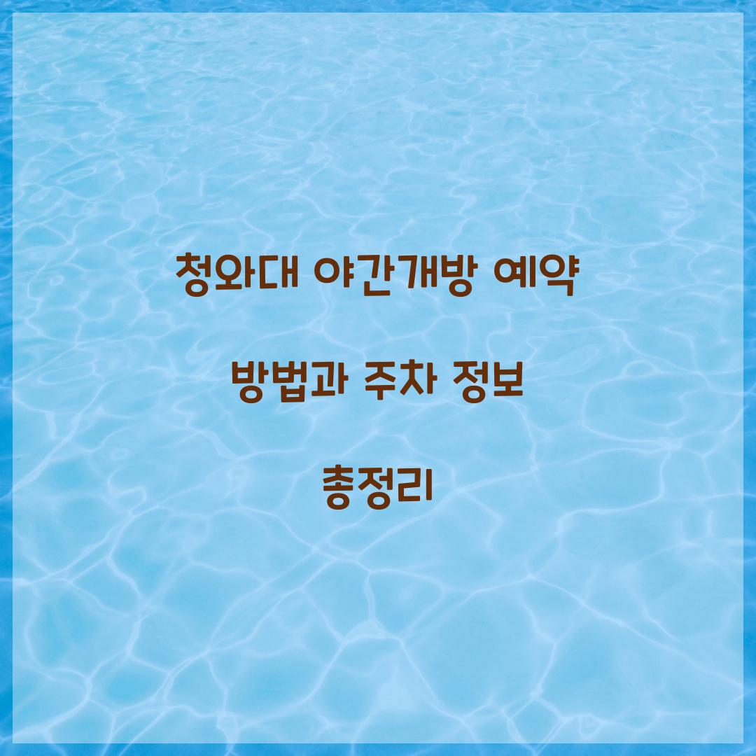 청와대 야간개방 예약