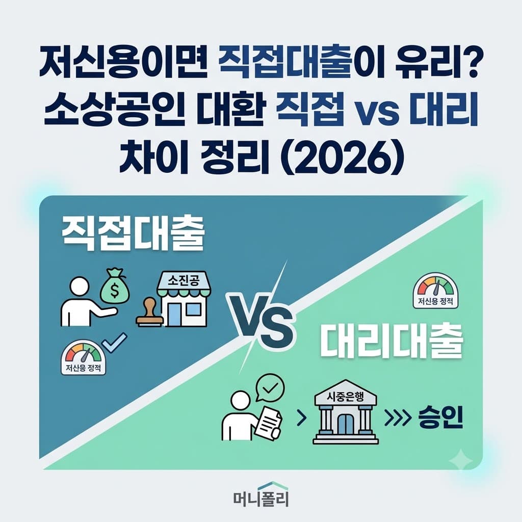 소상공인 대환대출 직접대출 대리대출 차이 비교 안내