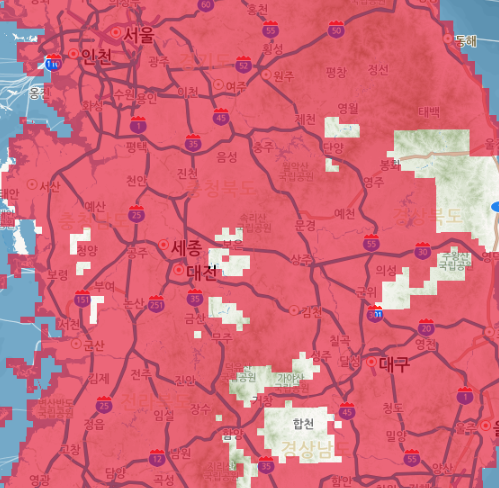 SKT 5G 커버리지맵