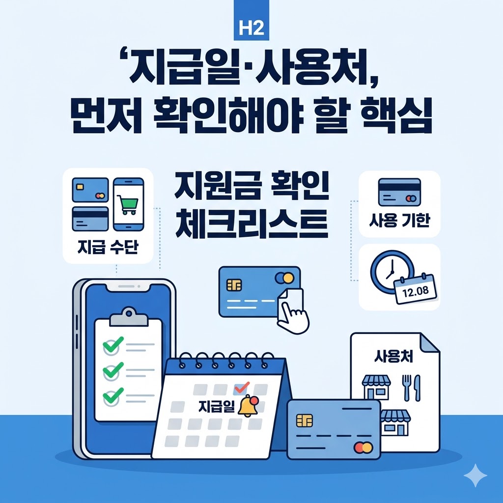 지원금 지급일 사용처 확인 핵심 항목