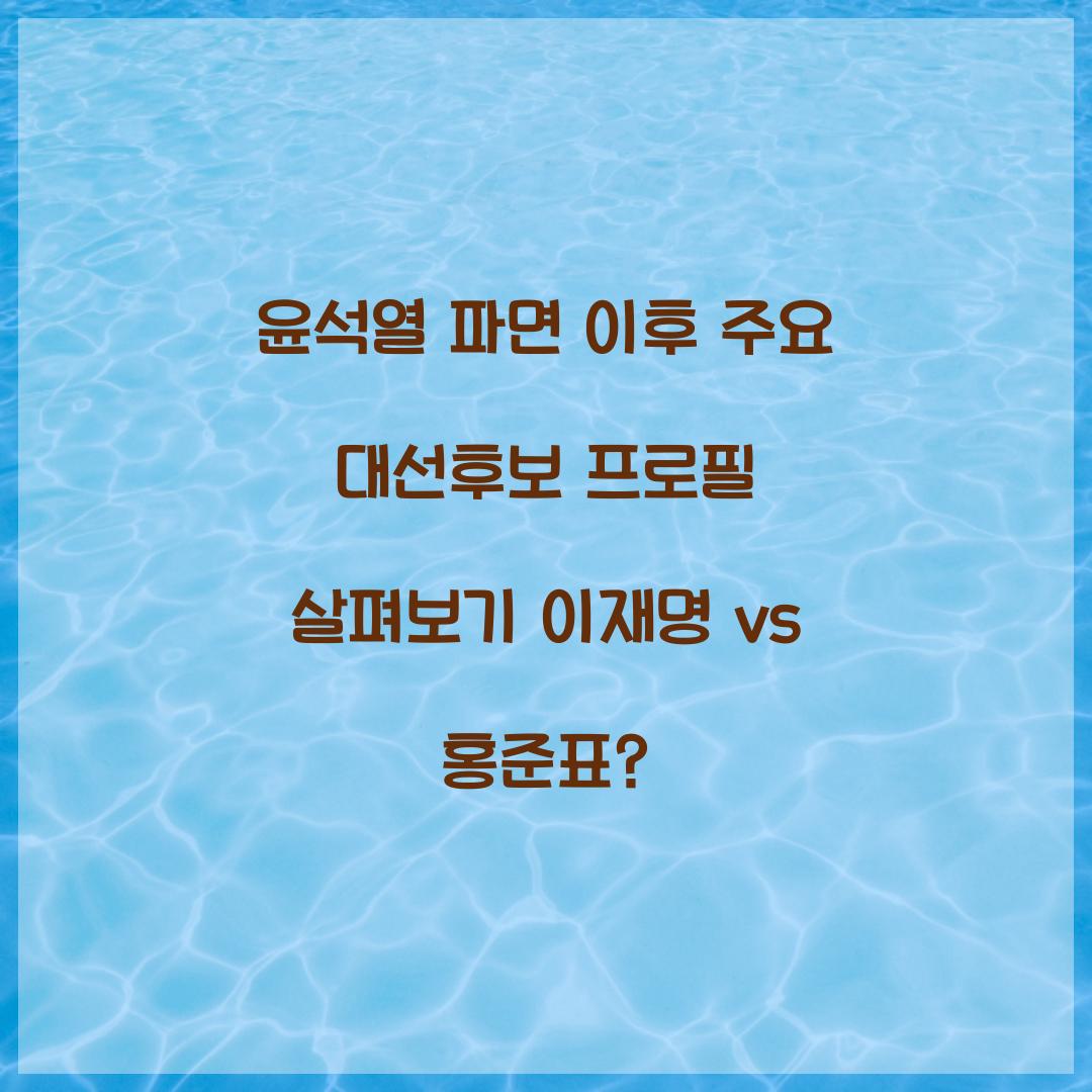 윤석열 파면 이후 주요 대선후보 프로필