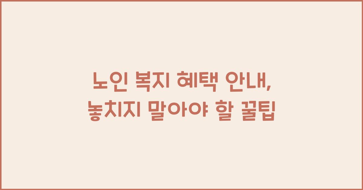 노인 복지 혜택 안내