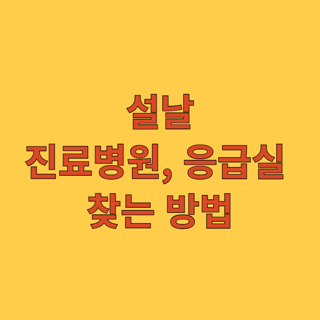 설날 진료병원, 응급실 찾는 방법