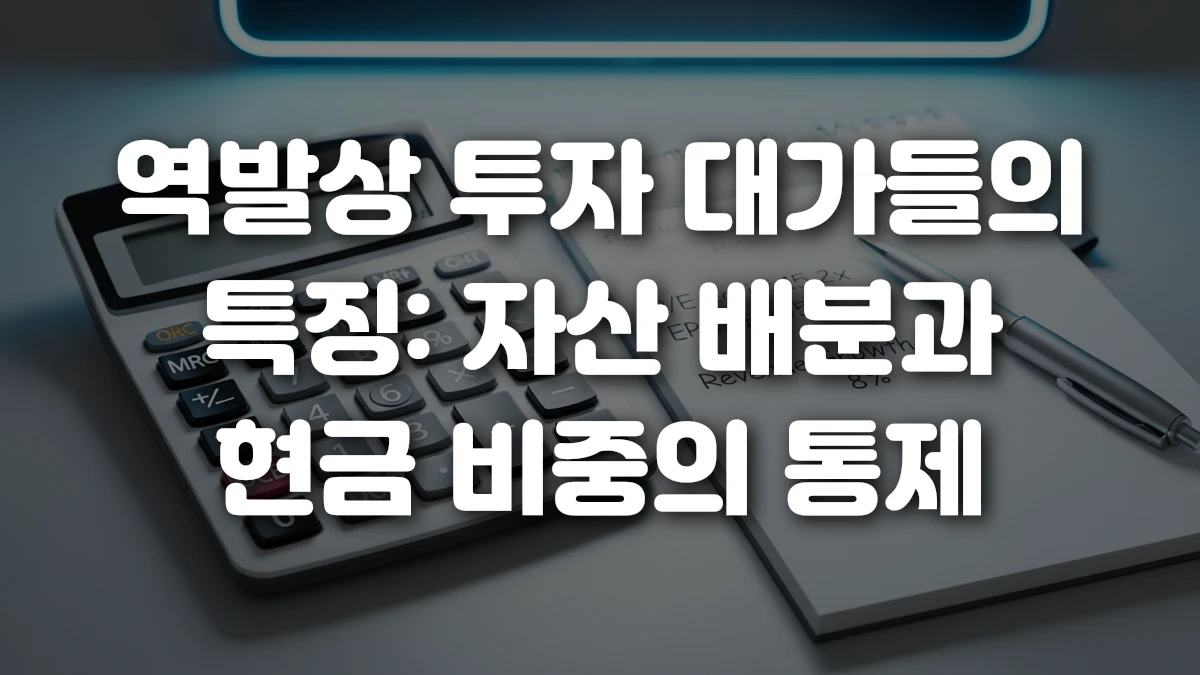 역발상 투자 대가들의 특징 자산 배분과 현금 비중의 통제