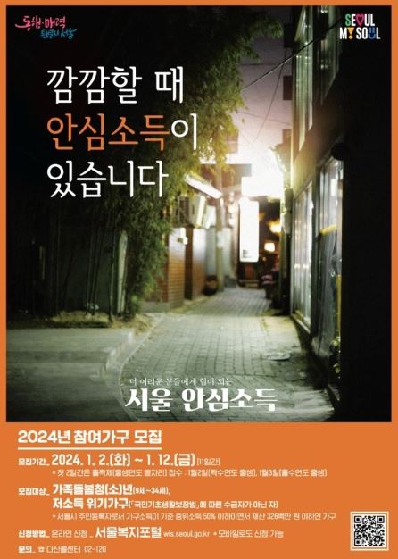 2024년 서울시 안심소득 (신청방법, 신청자격, 지원내용)