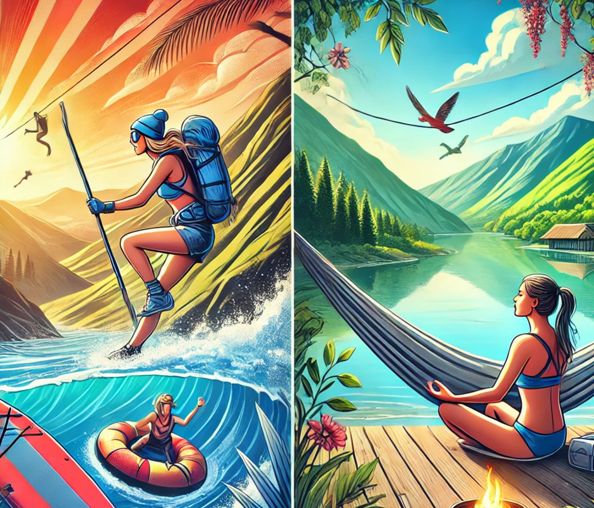 액티비티나라 vs 힐링위주 나라 여행중인 여성 이미지