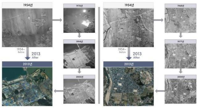 국토지리정보원 항공사진으로 보는 우리 동네 변천사