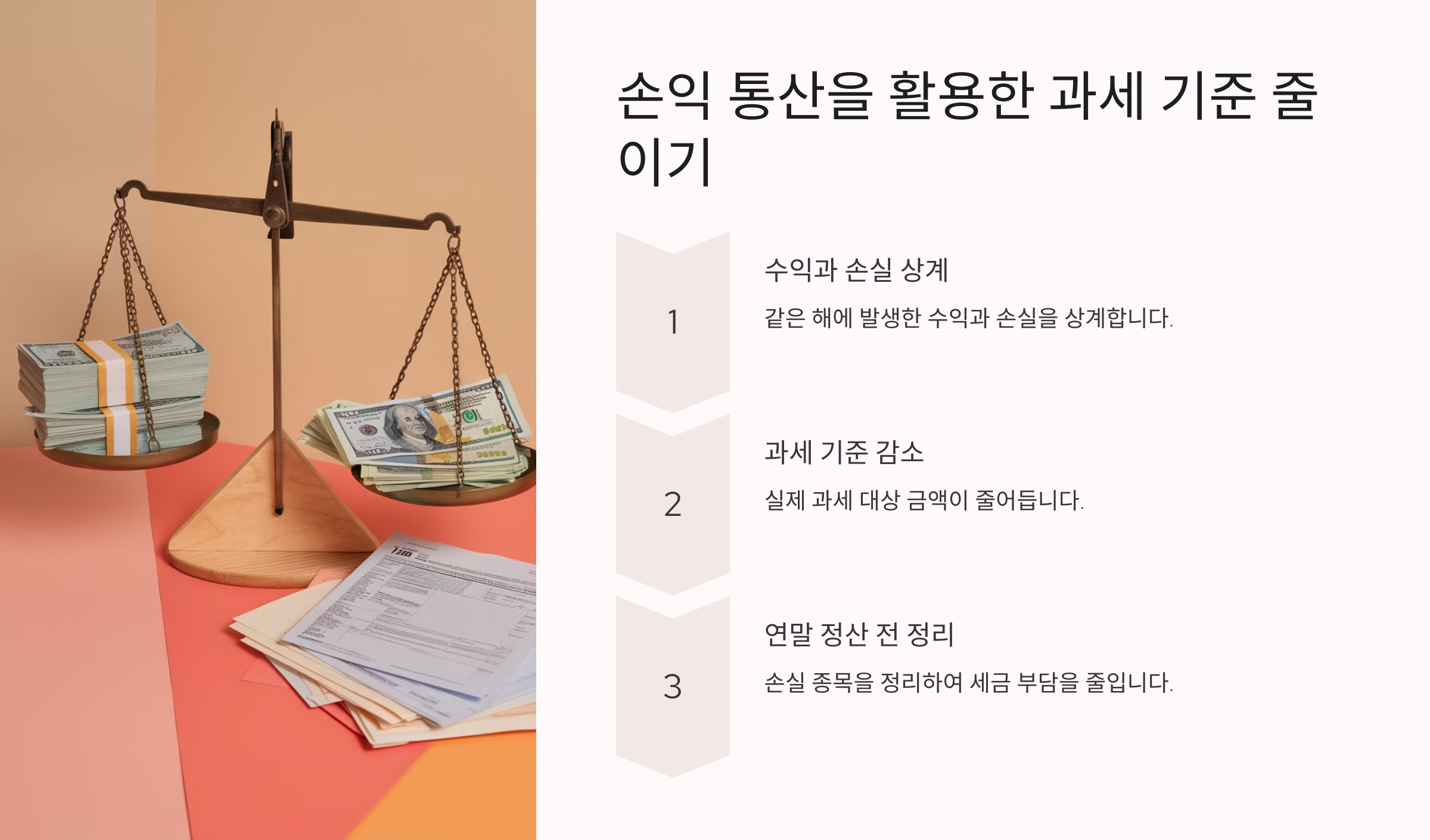 손익 통산을 활용한 과세 기준 줄이기