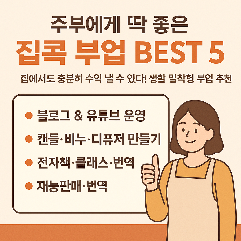 주부에게 딱 좋은 집콕 부업 BEST 5