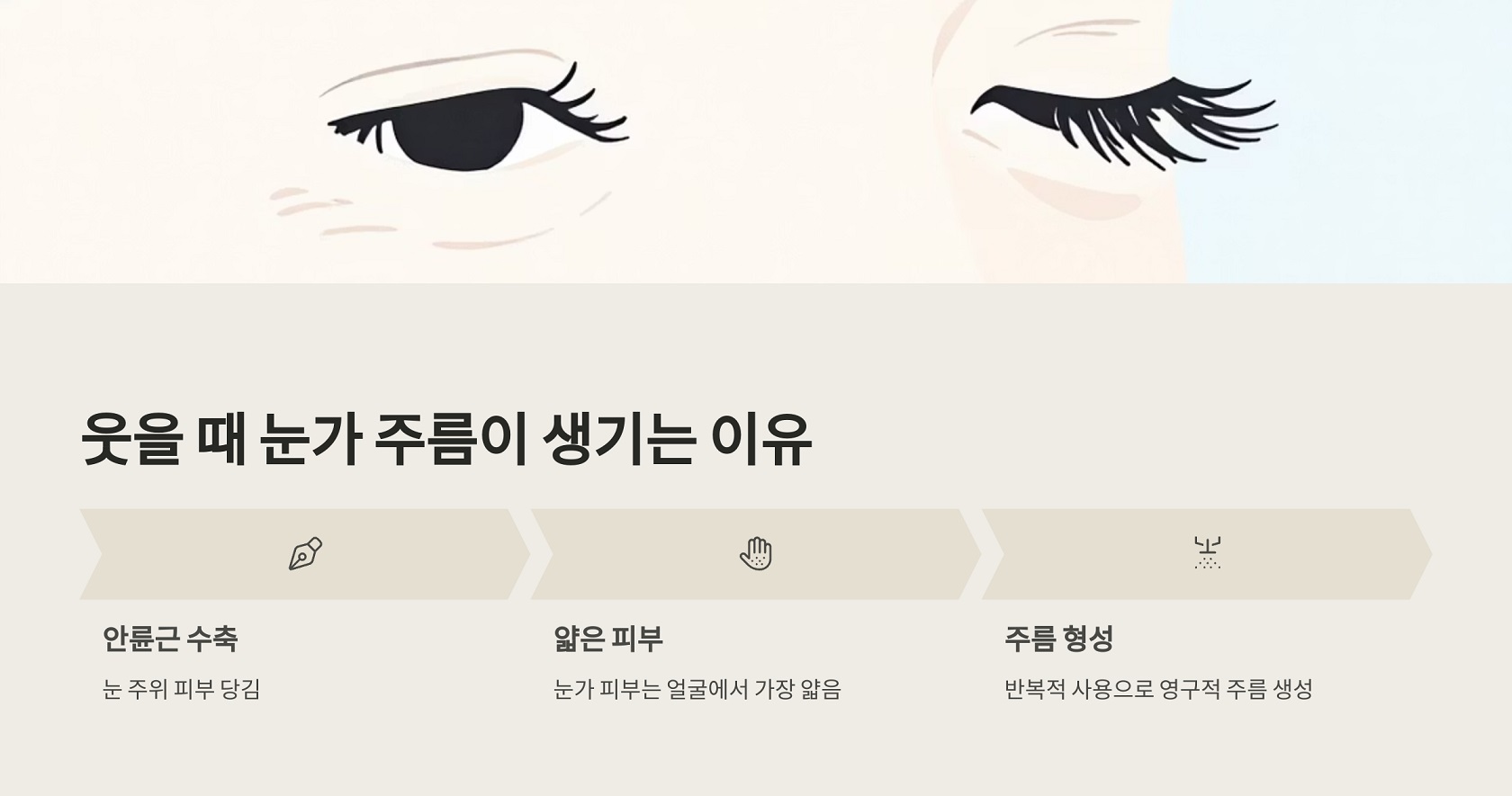 웃을 때 눈가 주름이 생기는 이유